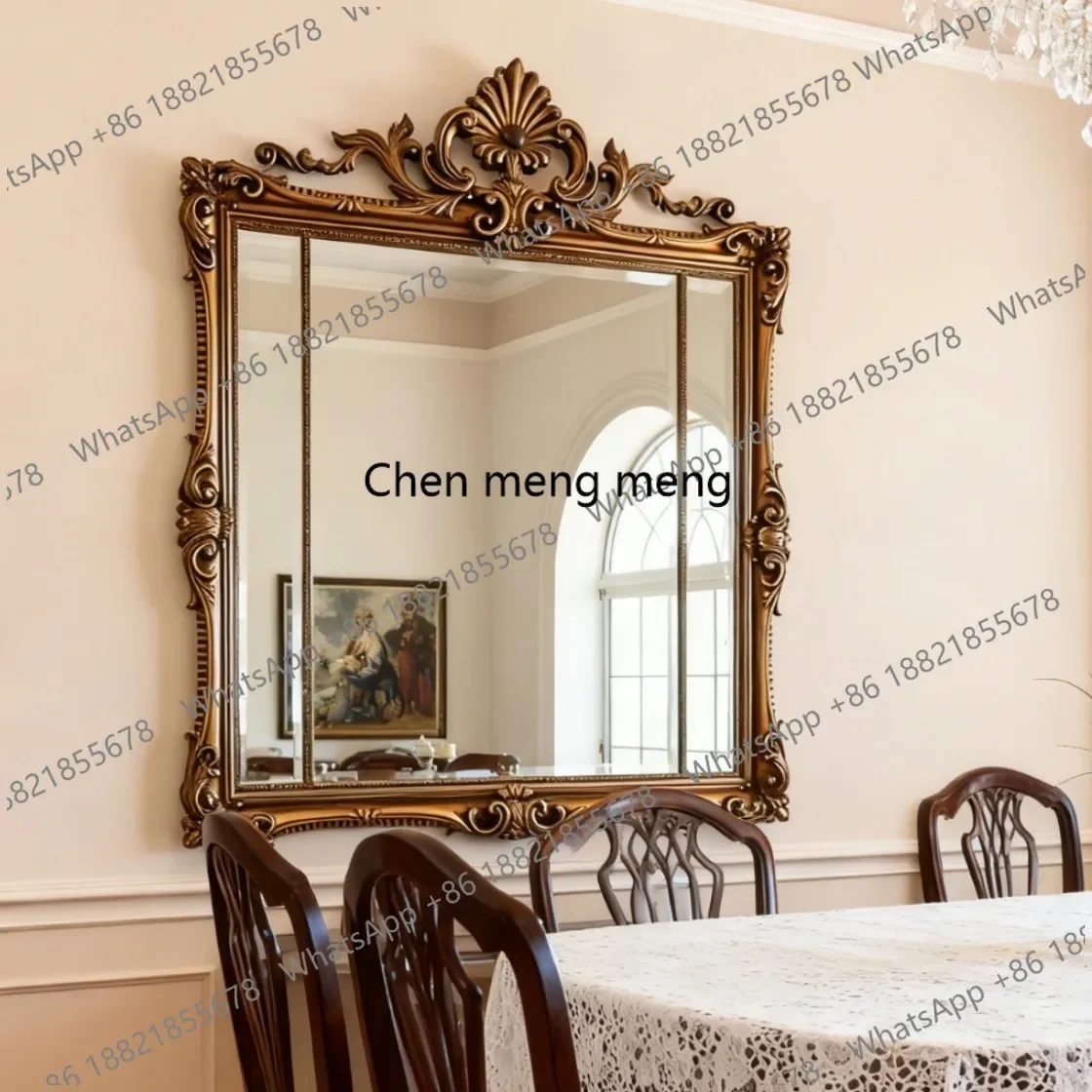 French retro carved frame, living room wall decoration, vanity mirror, bathroom mirrora139