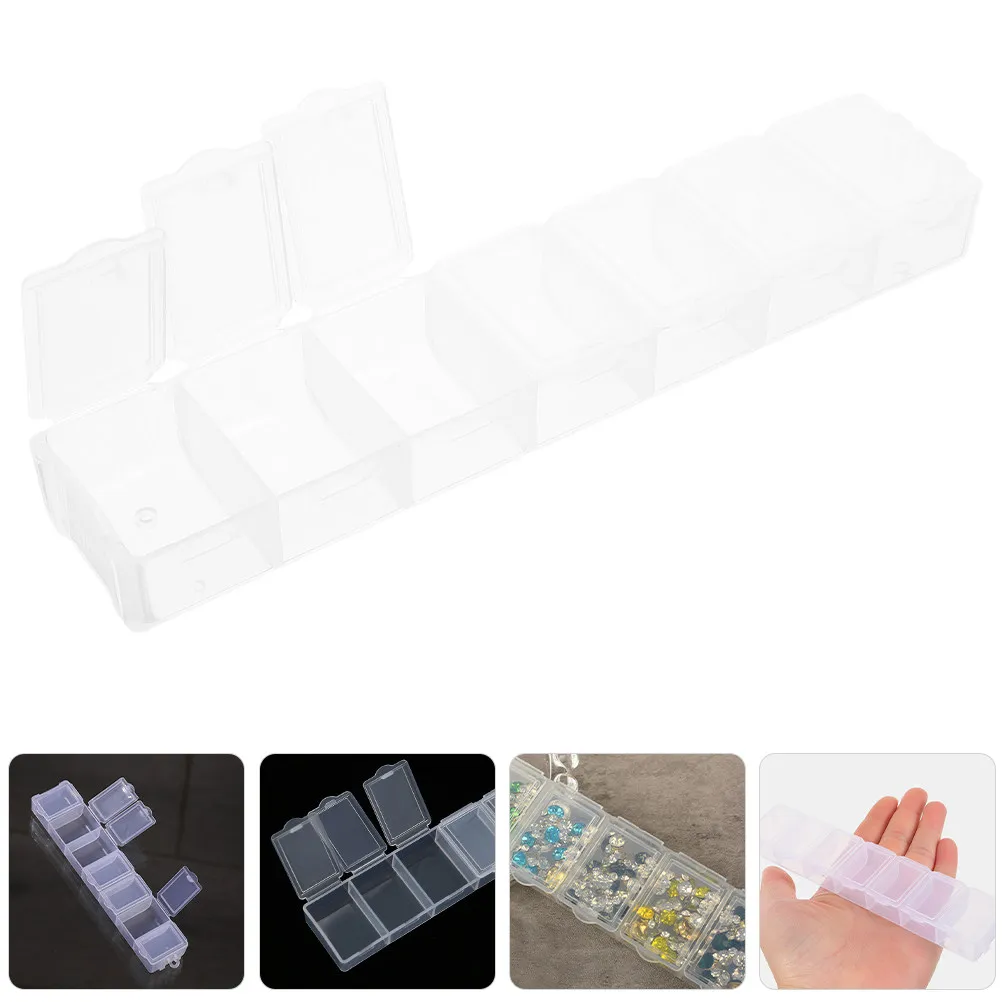 3Pcs Clear Plastic Grid Storage Box Jewelry Organizer with Individual Compartments for Earrings Beads Hair Accessories Craft