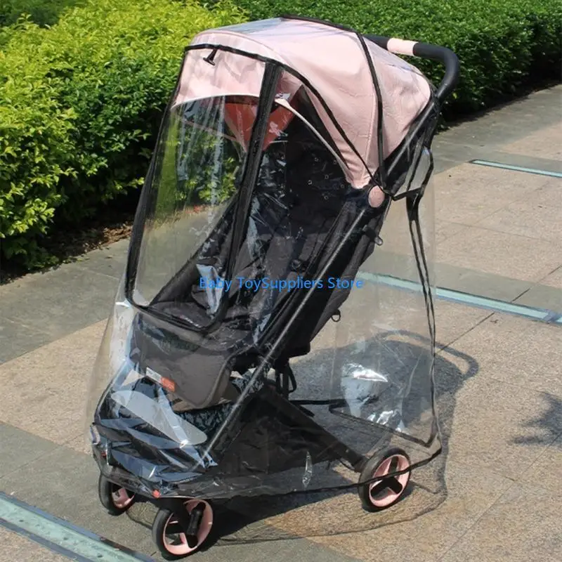 

R1WF Universal Baby Strollers Rain Cover Protector Quality EVA Protections Sleeve Soft Breathable Pushchair Raincoat
