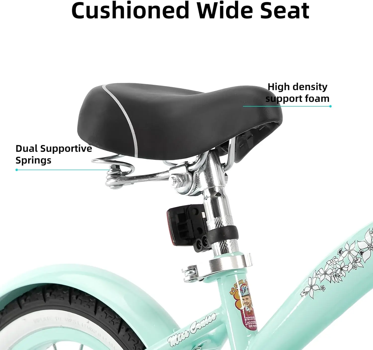 Vélo de croiseur pour enfants avec roues d'entraînement, frein de dessous de verre, croisière pour enfants, 12 po, 2 à 7 ans, filles et garçons