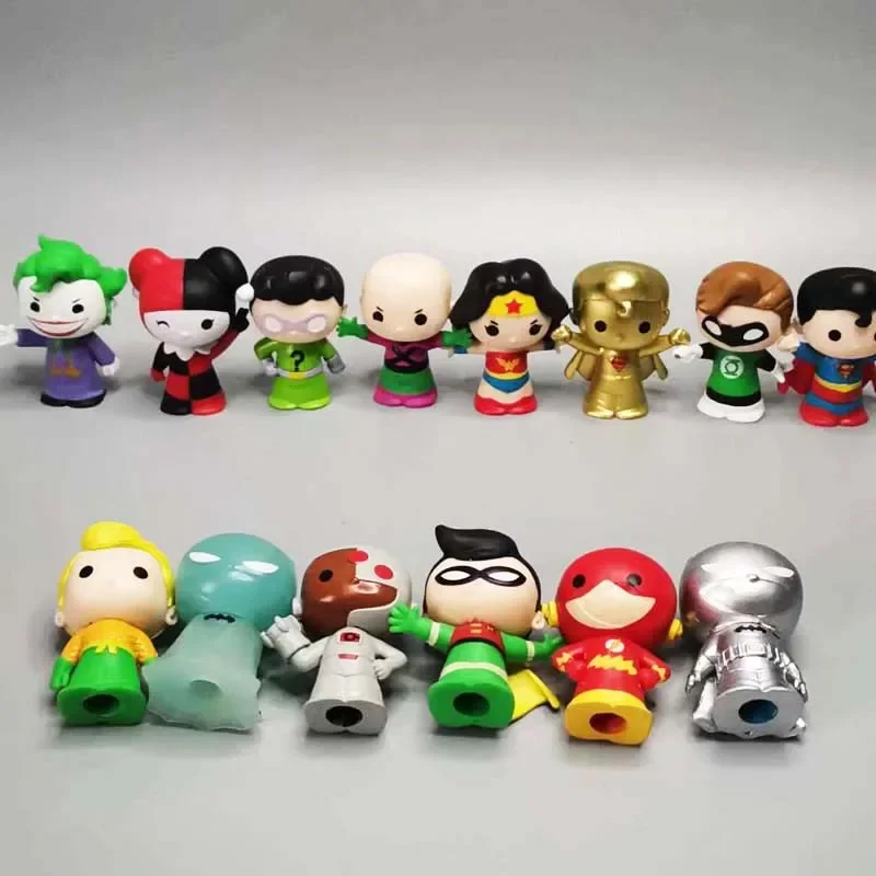 DC Superhero Batman Superman Wonder Woman The Flash Aquaman Action Figures Anime Cap of A Pen Collectible Ornaments Kids Gifts