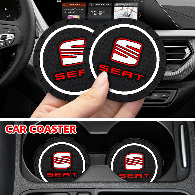 1/2 Pack Car Silicone Water Cup Anti-Slip Mat Shape For Seat Cupra FR Leon Ibiza Arona Altea Ateca Toledo Exeo Alhambra Tarraco