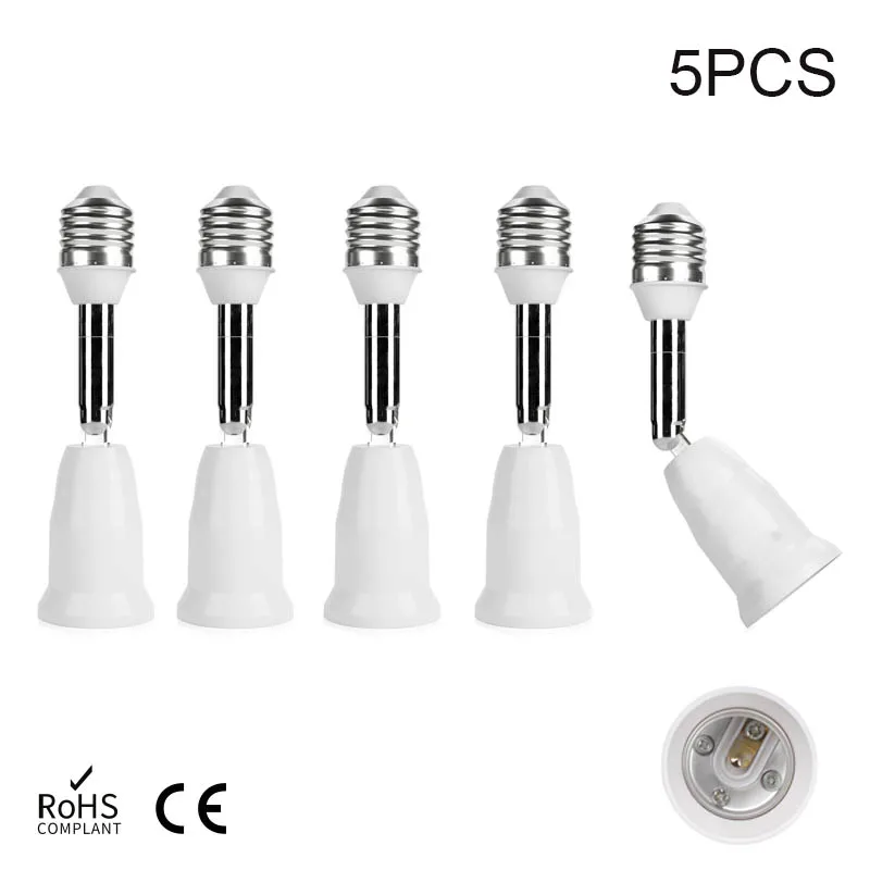 E26 E27 Bulb Socket 180 Degree Flexible Adjustable Extension Flexible Medium Ceramic Bulb Lamp Socket Adapter Converter