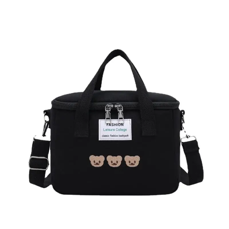 

6L Cute Thermal Lunch Bag Large Capacity Insulated Canvas Leakproof Tote with Strap Lunch Box for Women Kids School Office