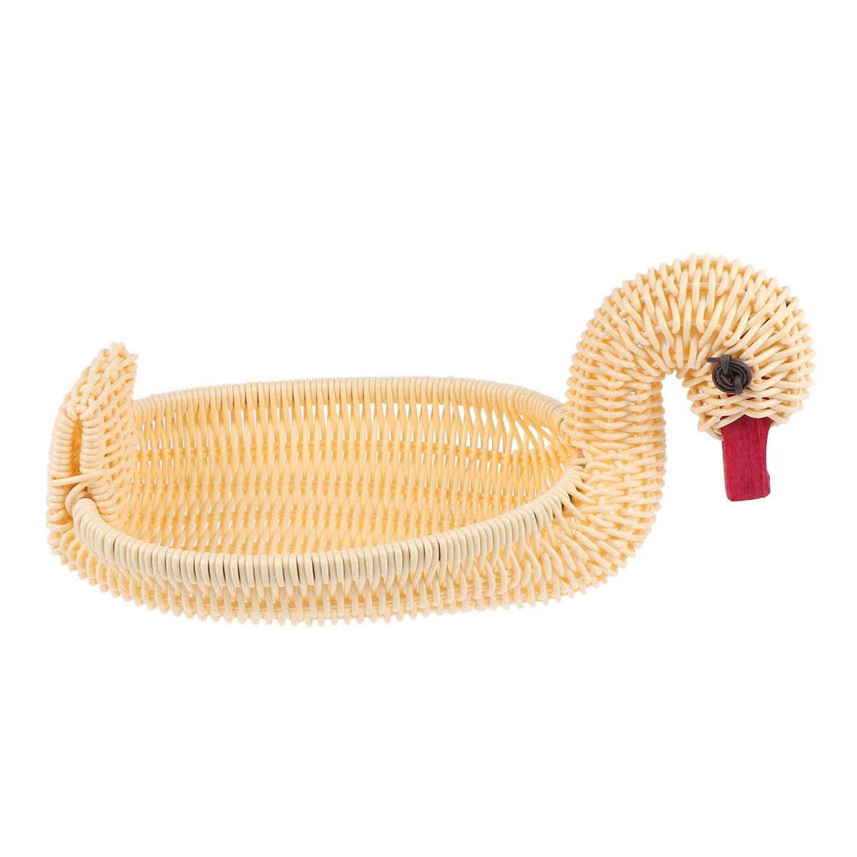 

Rattan Plastic Fruit Basket Animal Design Kitchen Storage Tray Yellow Snack Holder Decorative Gift Fashion Woven Goose