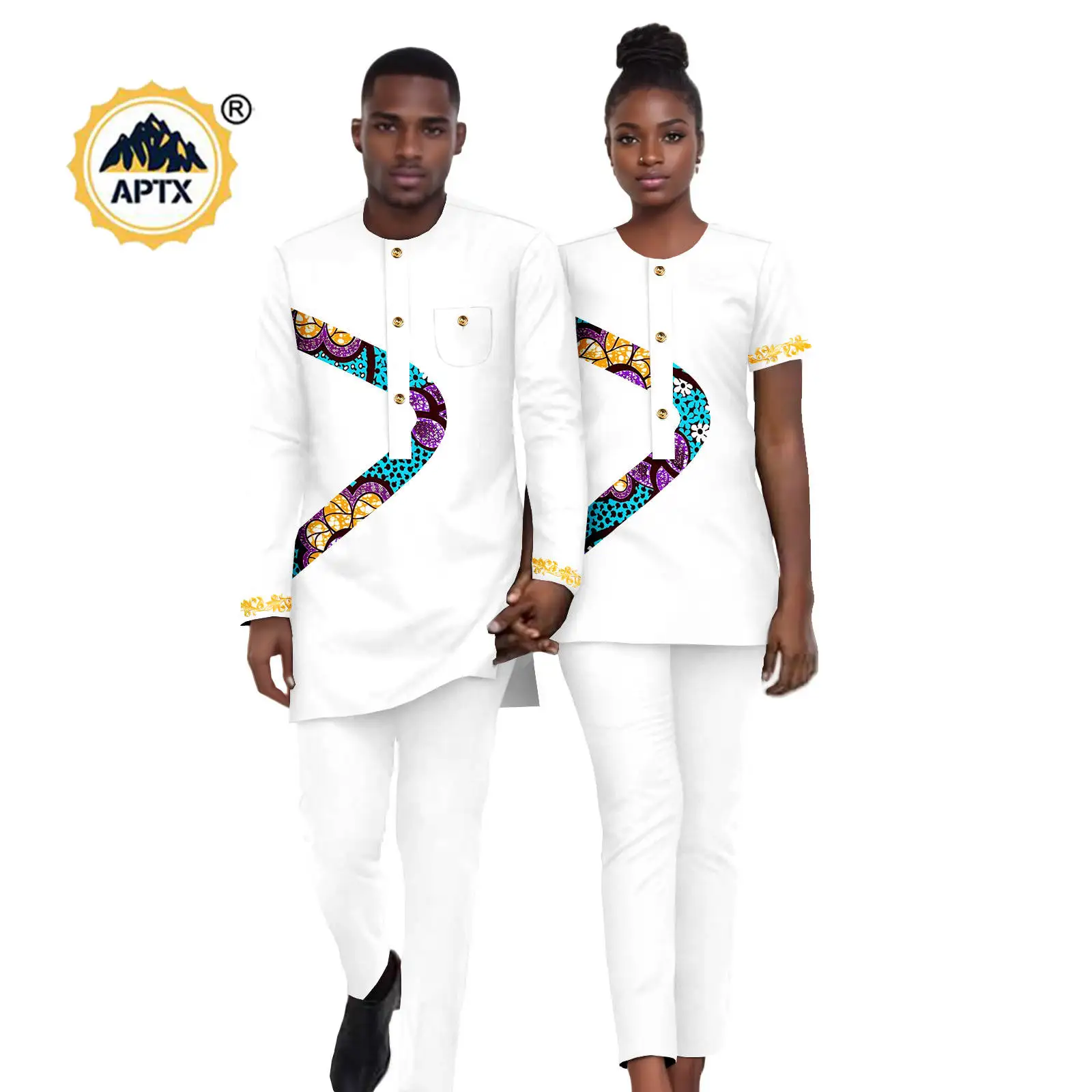 Afrikaanse Vrouwen Print Top en Broek Sets Bijpassende Paar Kleding Bazin Riche Mannen Outfits Dashiki Agbada Wedding Suits 25C030