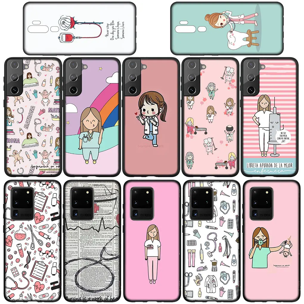 Cartoon Medicine Doctor Nurse Soft Phone Cover for Samsung Galaxy S24 S23 Fe Ultra Plus A55 A35 A24 A25 A15 A05 M55 M15 Case