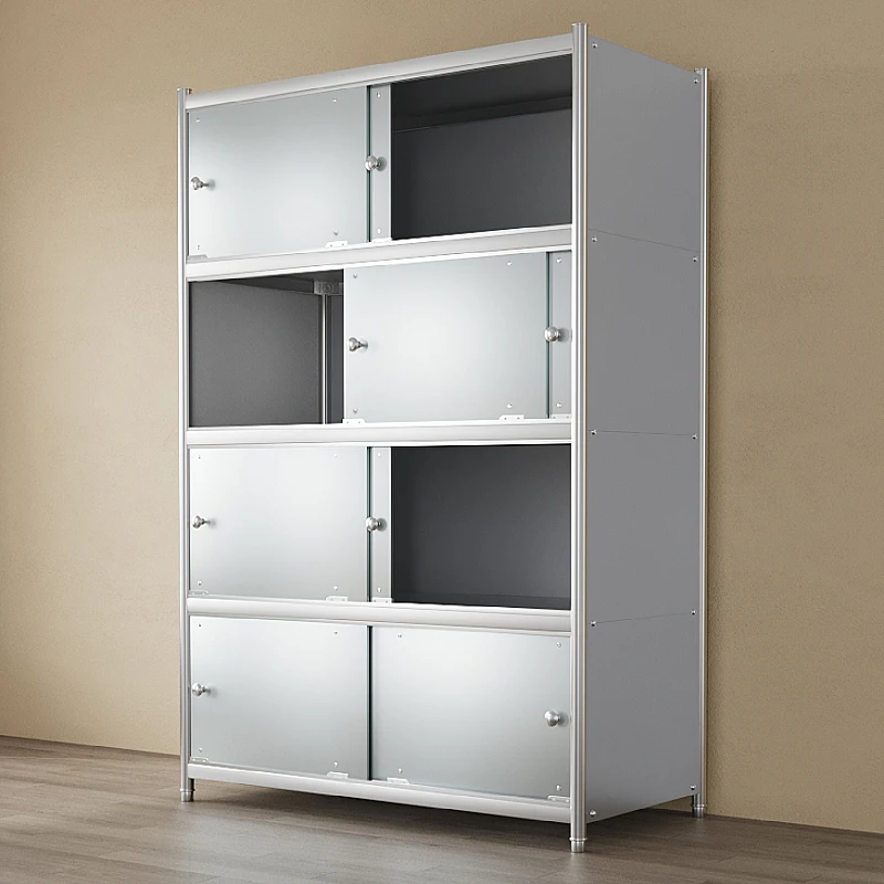 

Stainless steel kitchen rack Floor-to-ceiling multi-layer storage rack Push-pull household cabinet Multifunctional large shelf