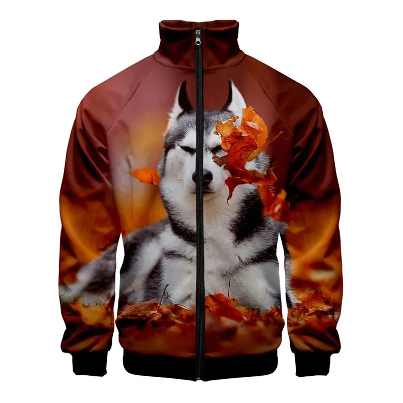 Animal Dog Husky 3D Print Women/Men Zipper Jacket Sweatshirt Streetwear Hip Hop Pullover Coat Jacket Male Casual Sportswear Tops