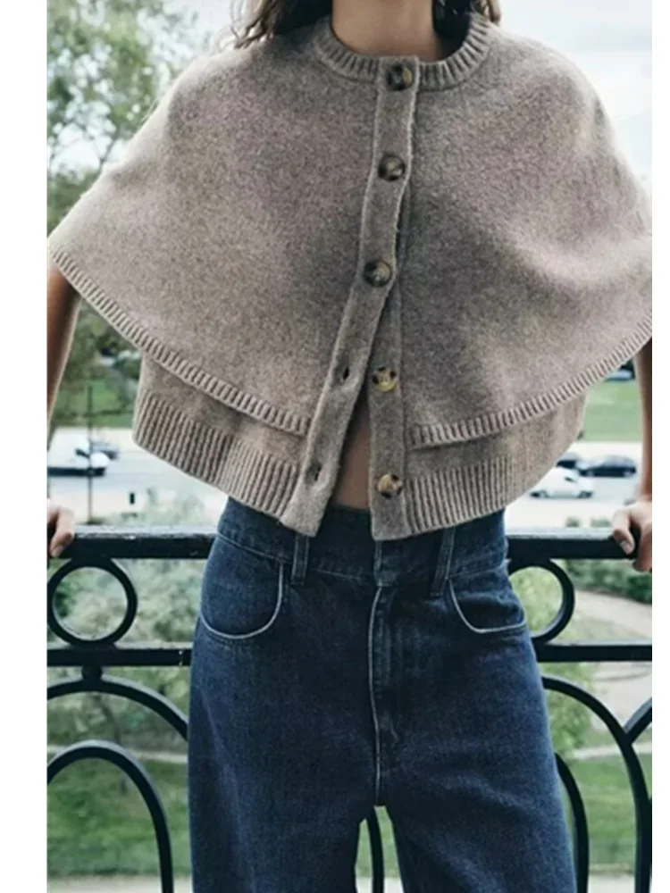 

Новая женская однотонная вязаная шаль с круглым вырезом, свитер, куртка, женская шикарная накидка, дизайнерское пальто для отдыха, шикарные топы CT7341