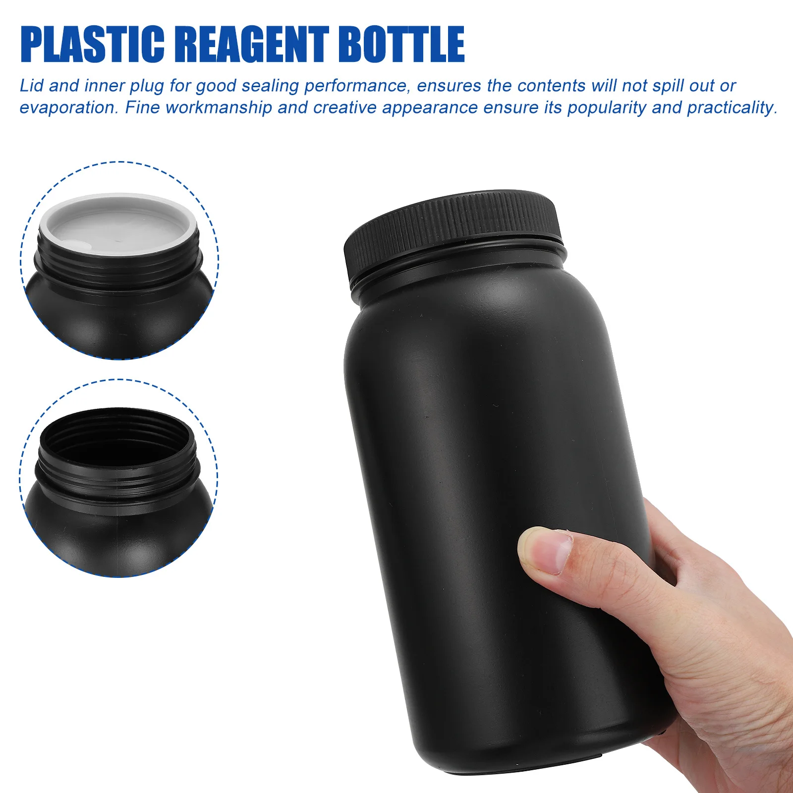 

2 Pcs Caps Reagent Bottle Packaging Empty Sample Containers Liquid Storage Black Plastic Bottles