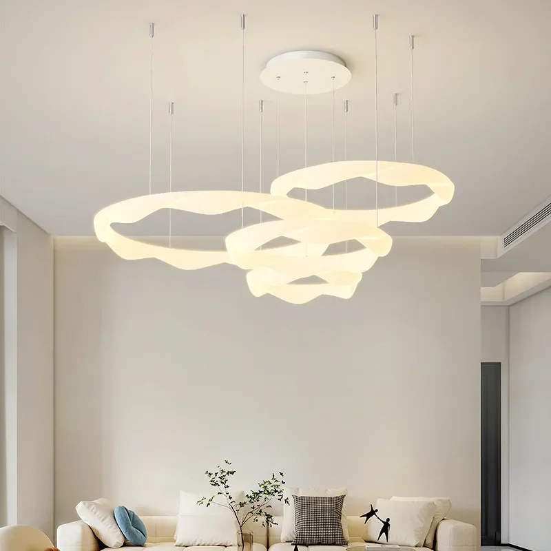 Living room pendant lamp 2024new modern simple atmosphere main lamp creative circular Nordic led headlight hall lamp