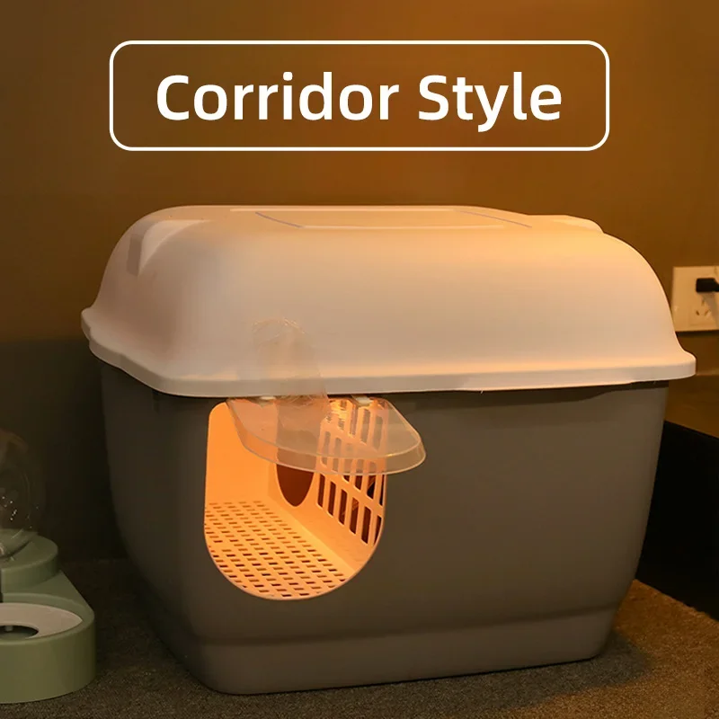 

HOOPET Large Capacity Cat Litter Box with Hallway Splash Proof Pet Pan Supplies for Cats And Kittens - Cat Litter Boxes