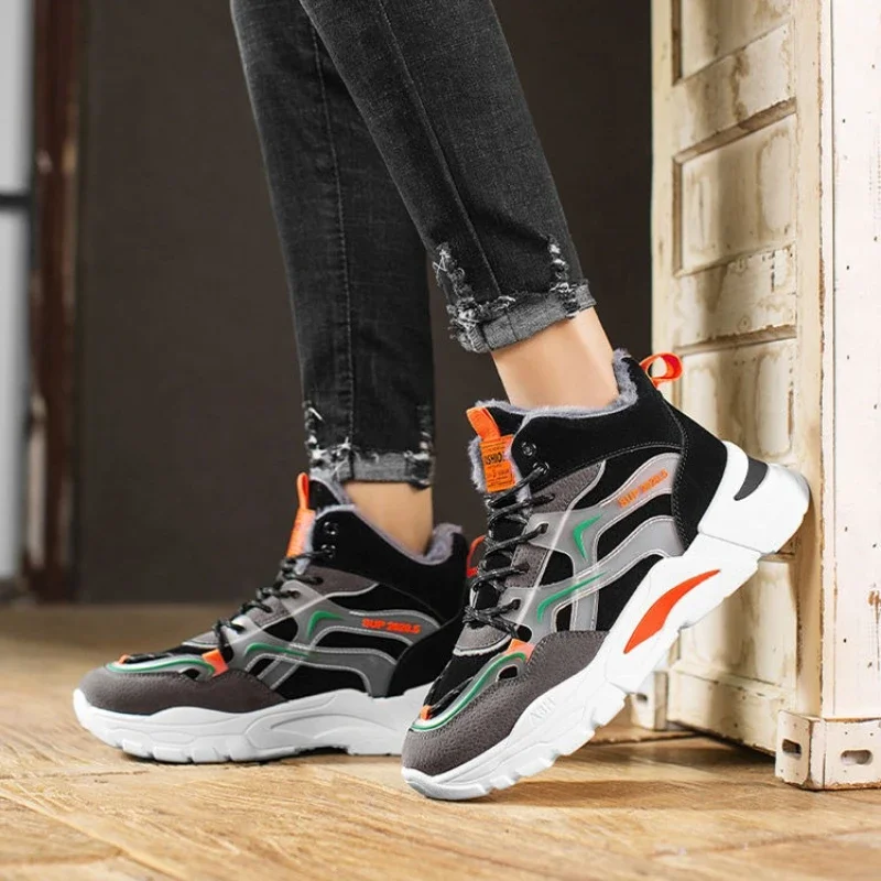 

Youth Students Men's Winter New Arrival High Top Warm Snow Boots Thickened Fleece Lined Cotton Sports Shoes All Match Durable