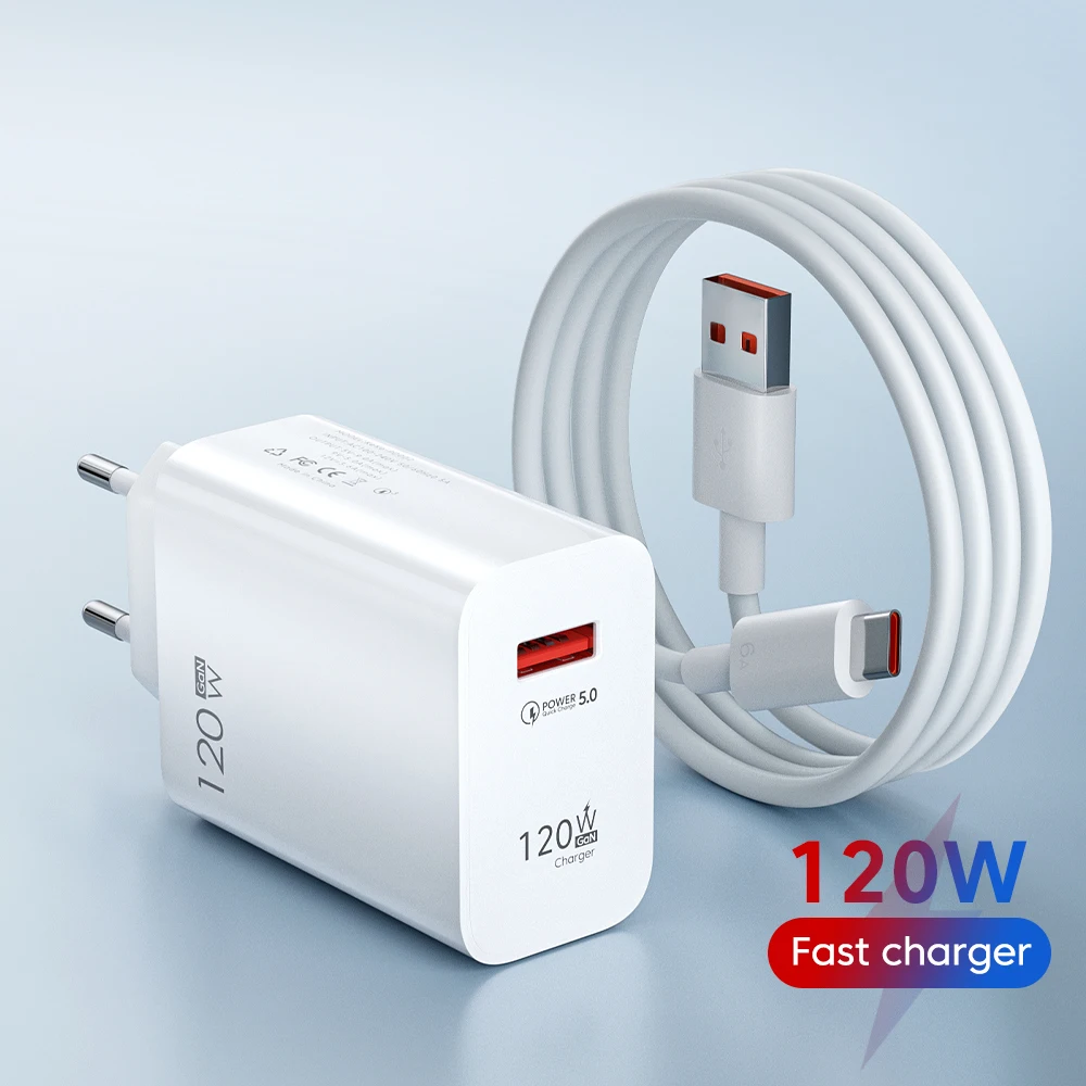 120W USB Charger Fast Charging QC3.0 USB C Cable Type C Cable Mobile Phone Charger For iPhone Huawei Samsung Xiaomi Quick Charge