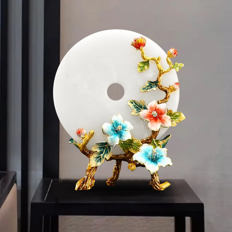 New Chinese enamel high-end ornaments, living room porch TV cabinet jewelry, high-end safety buckle jade home decoration