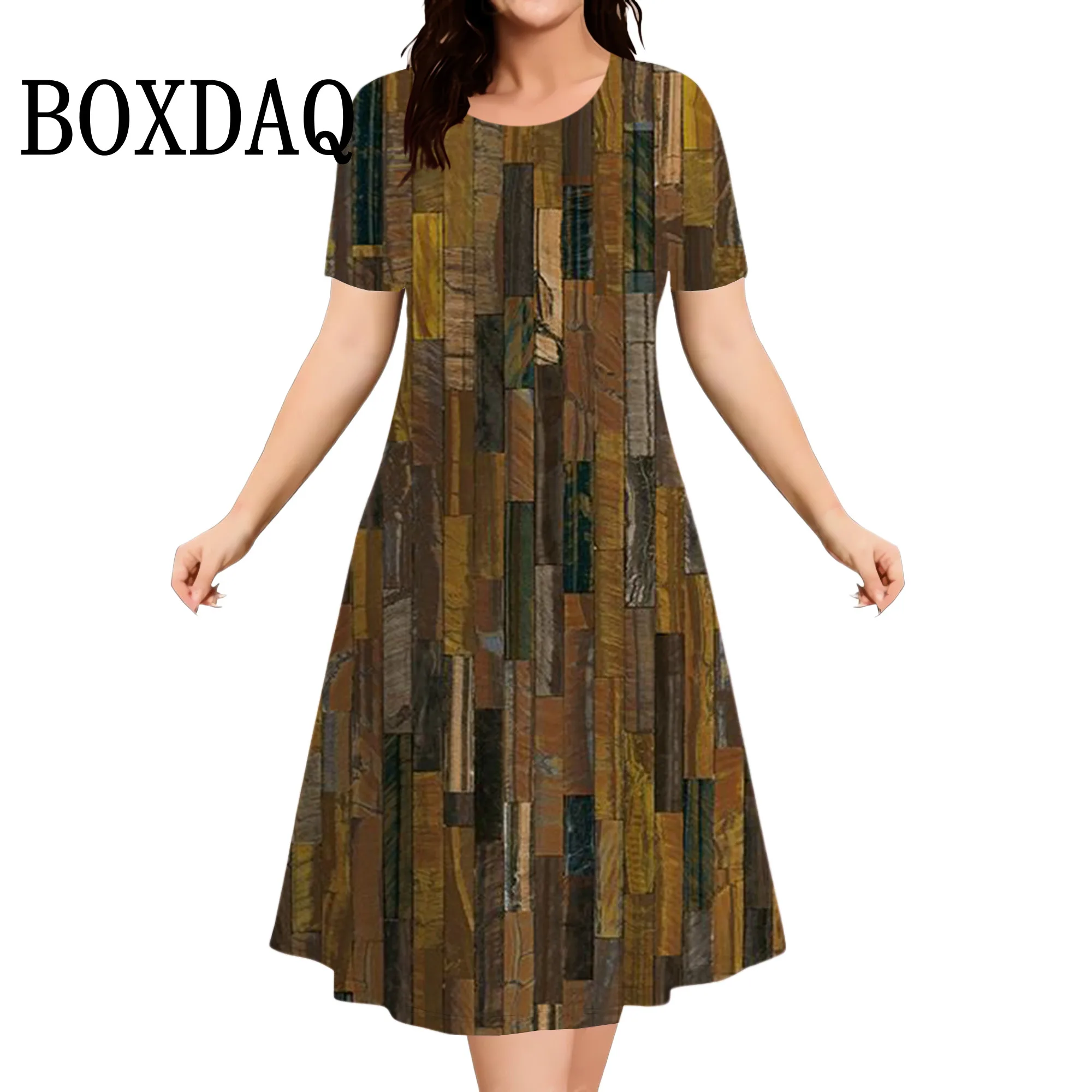 2025 Striped 3D Print Graphic Dress Women Fashion Short Sleeve Dresses Female Vintage Summer Casual Plus Size Women Clothing 9XL