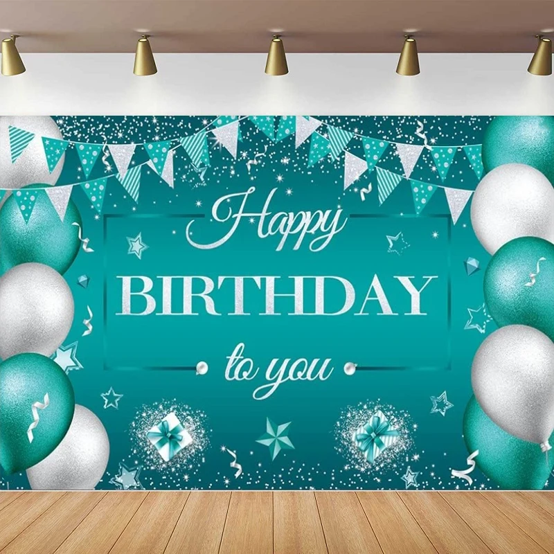 

Teal Silver Party Photography Backdrop Turquoise And Silver Background Banner Glitter Mint Green Birthday Party Decor Poster