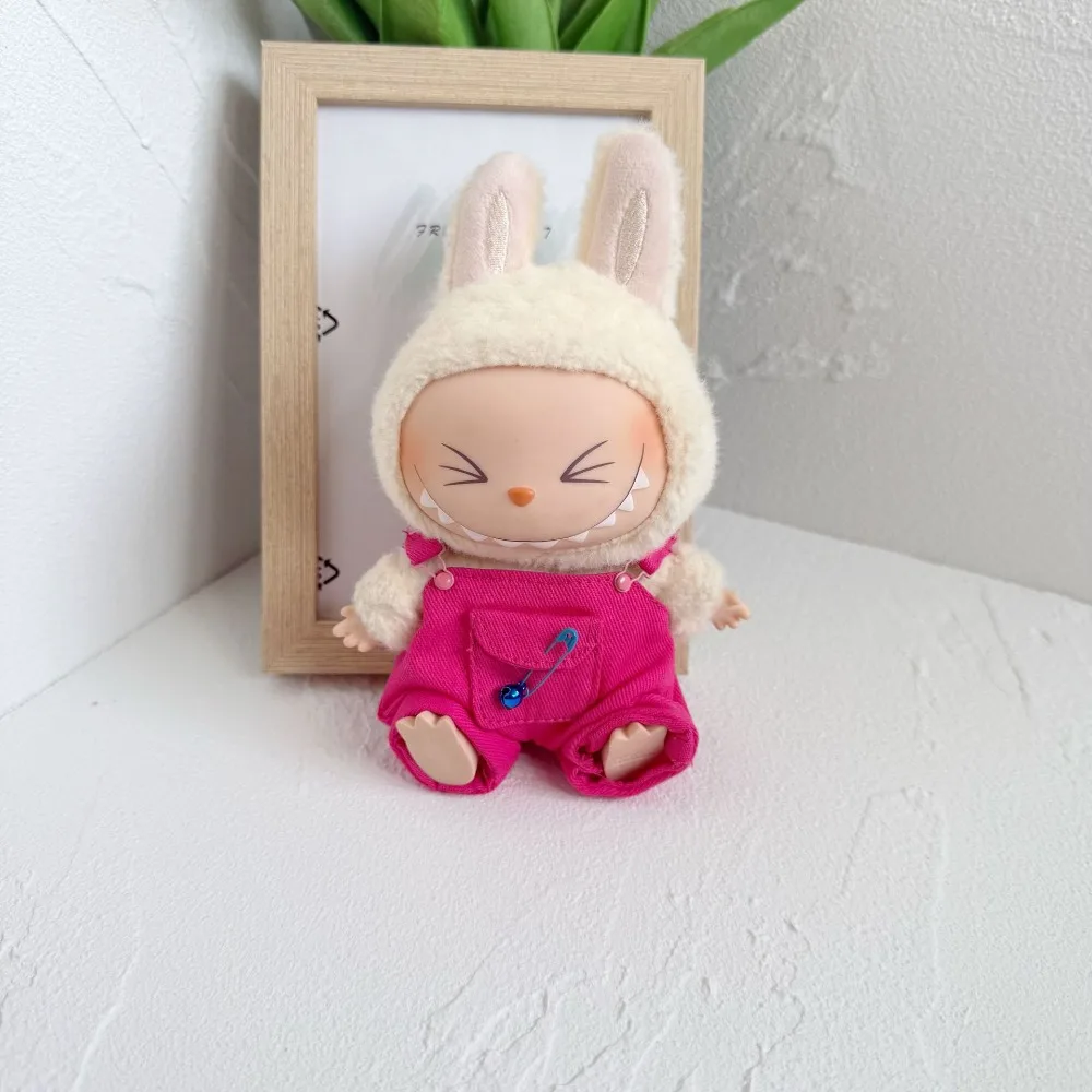 Urocze mini spodnie z śliniaczkiem dla lalek Labubu I II o wysokości 15-17 cm, ubranka na imprezę dla lalek Idol, akcesoria do stylizacji dla koreańskich grup Kpop Exo
