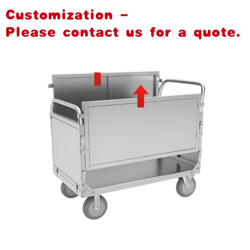 custom.AOCHEN   Rails  Medical/Food-Grade Material Hauler Stainless Steel Foldable Utility Cart