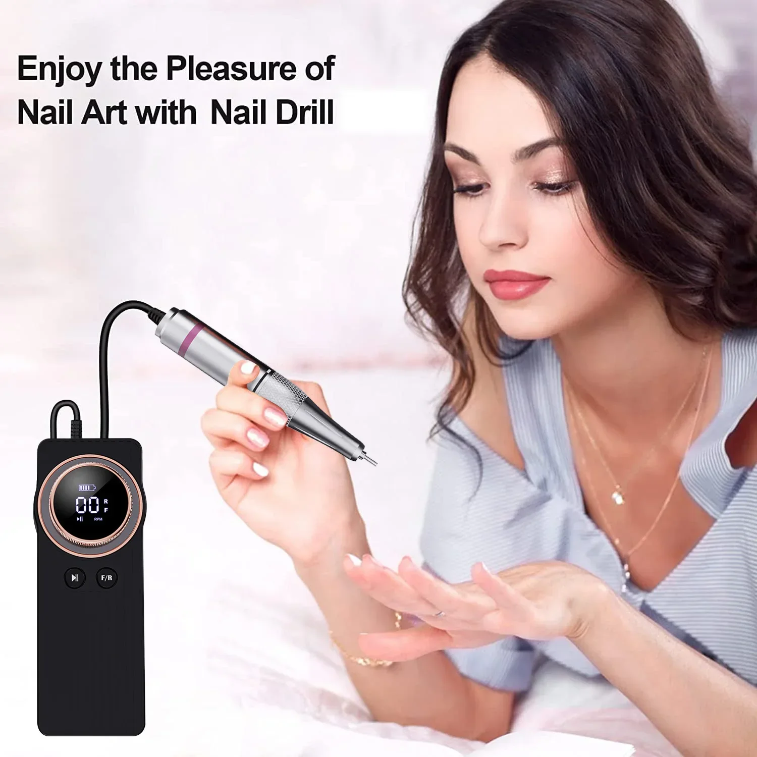 35000RPM Portable Rechargeable Nail Drill Machine Low Noise HDLCD Display Function Equipped With 6 Drill Bit Manicure Tools