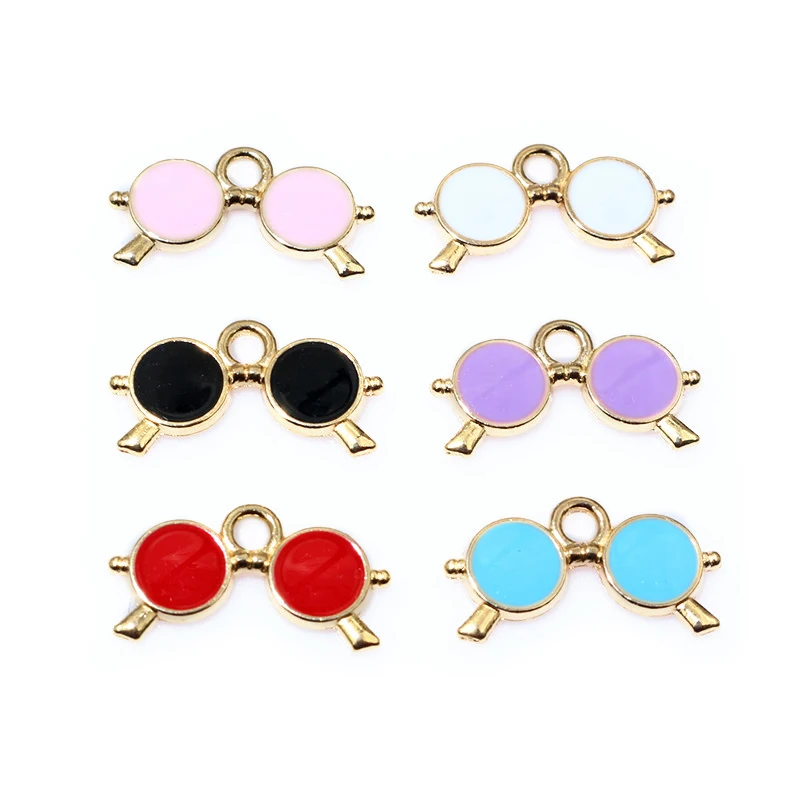 20pcs 10x18mm Enamel Sunglasses Charms Pendant Small Cute DIY Jewelry Making Accessories for Bracelet Earrings Keychains