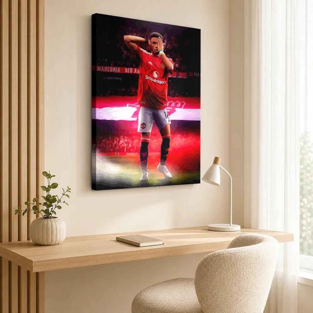 Amad Diallo Manchester Framed Canvas Print Poster Personalized Photo Sports Portrait Wall Art for Man Cave Decor Ready to Hang