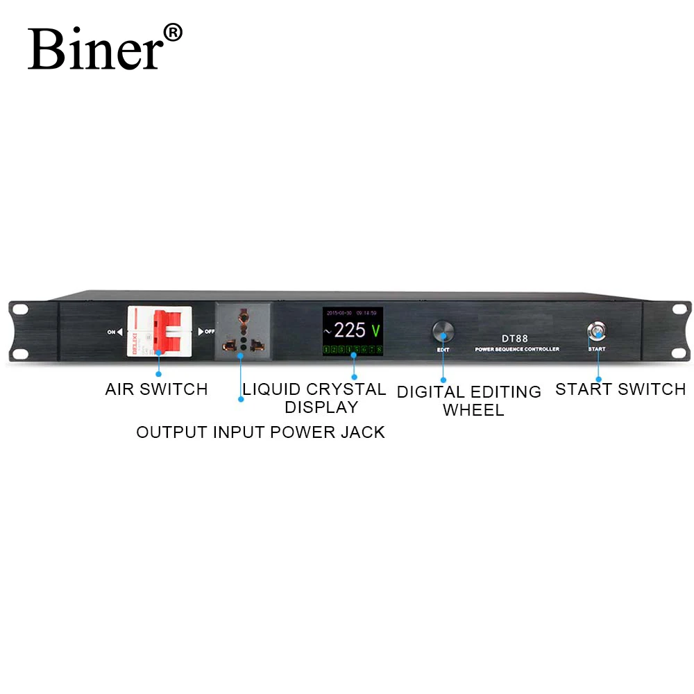 Biner DT88 1500W*2 Power 9 Way Audio High Professional Audio Power Conditioner Power Sequencer Controller