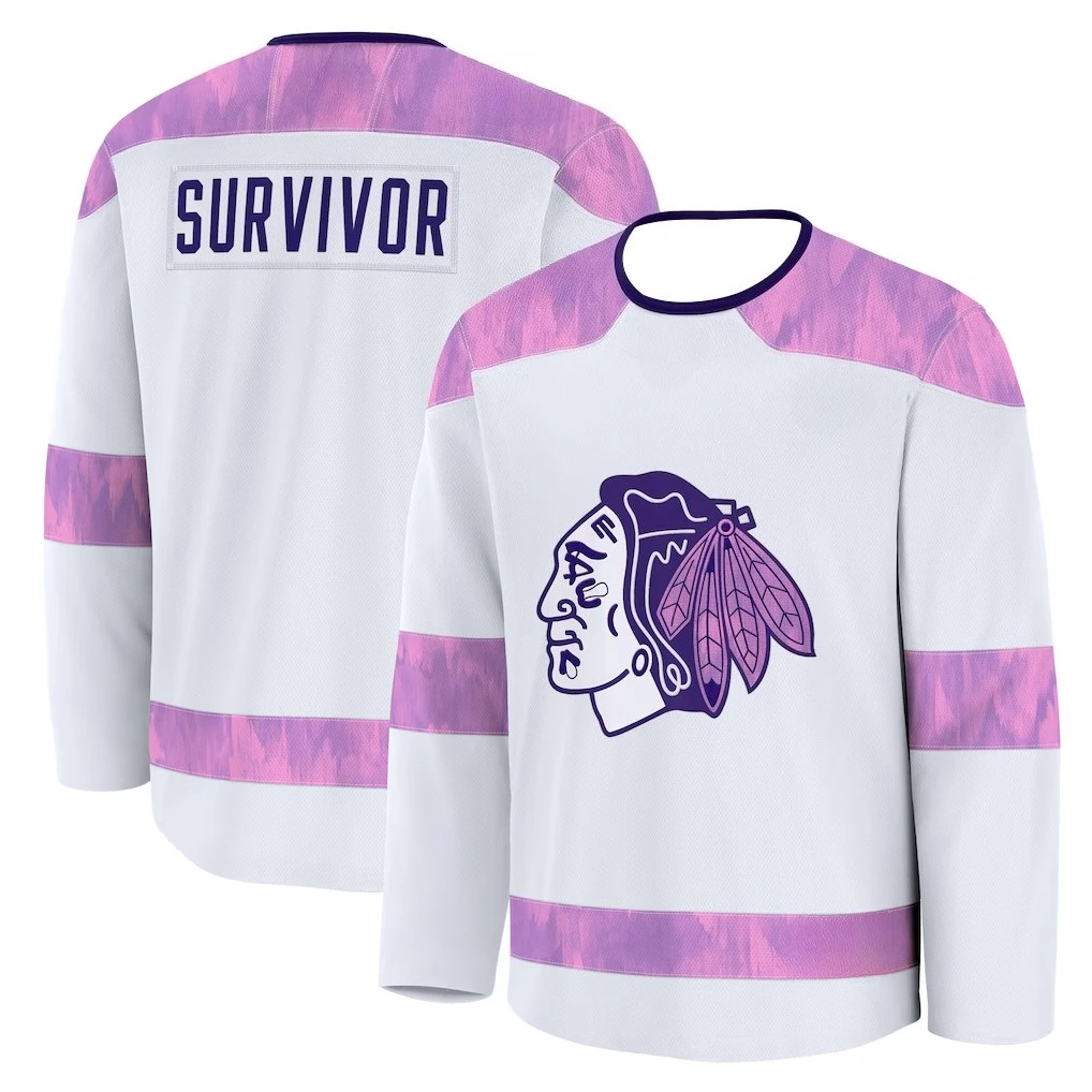 

Хоккейная майка — белый/розовый/фиолетовый, специальная версия, дизайнерская одежда с длинными рукавами для любителей и кампаний осведомленности, 3d HD-принт