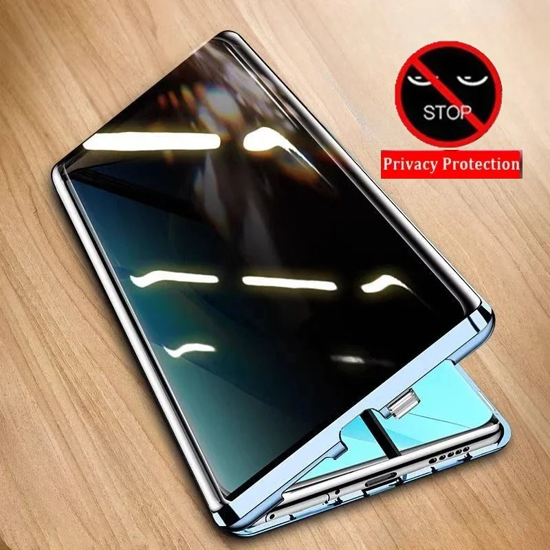 

Anti Peeping Privacy Protect Metal Phone Case for Honor 200 300 90 Lite X7b X7c X9C Smart 70 Pro Plus 50 Temper Glass Cover Case