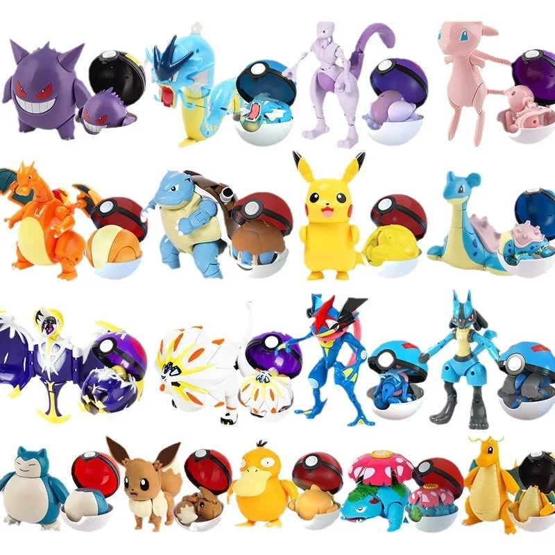 

Anime Cartoons Pokemon Deformation Ball Action Figure Set Cute Toys Desktop Ornament Decor Otaku Toys Exquisite Surprise Gift
