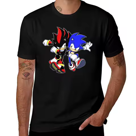 Sonic vs Shadow T-Shirt funny shirt cotton vintage t shirts plus size men clothing