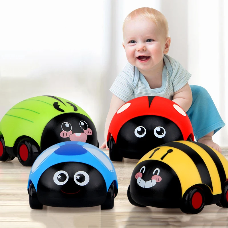 4Pcs Ladybug Shaped Vehicle For Cognitive Pull Back Car Non Battery Powered Fun For Parent Interaction Random Styles For Play