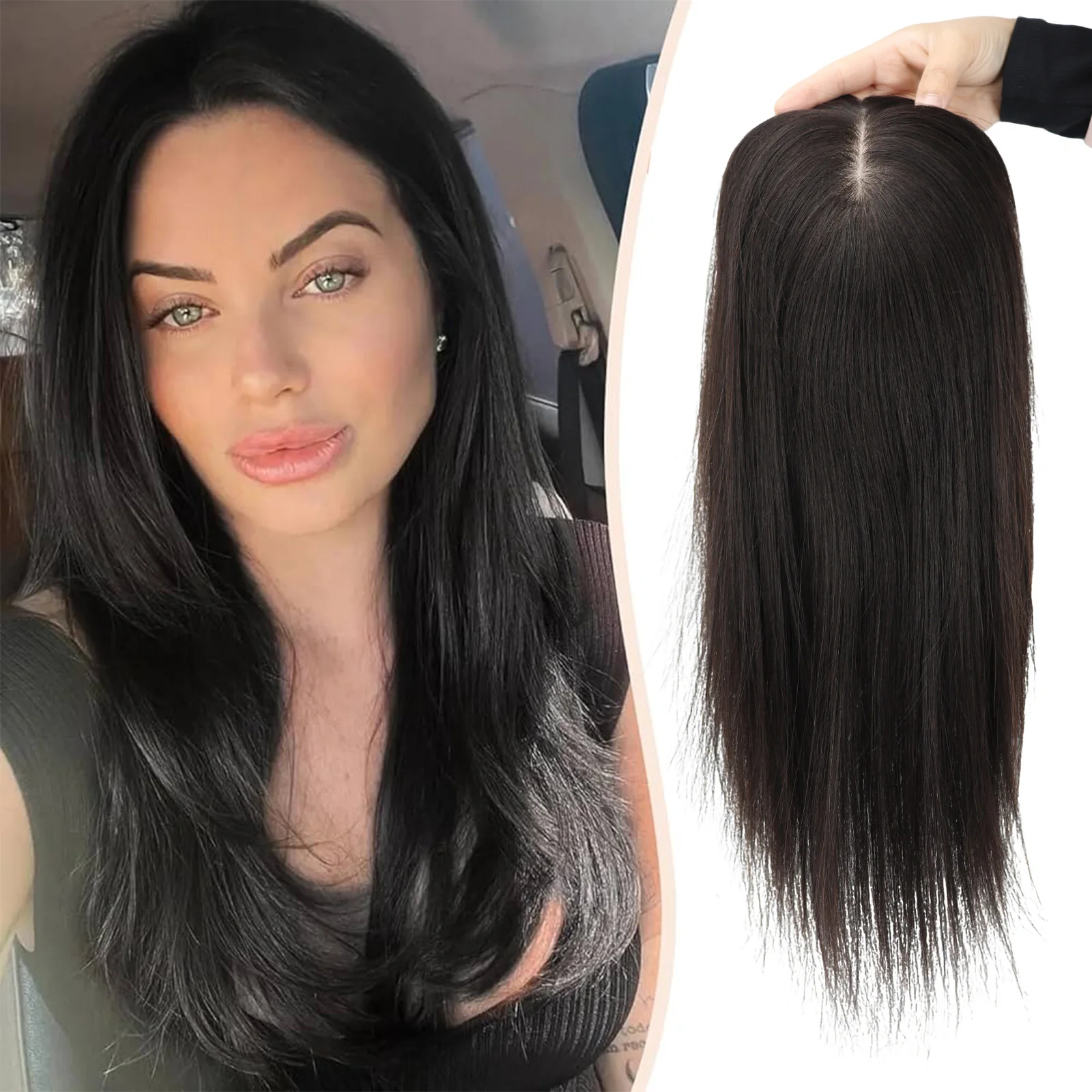 

Накладка для волос из европейских натуральных волос Remy, полностью ручной работы, 18x20 см, с шелковой основой, мягкая естественная линия роста волос, дышащая, реалистичная, с имитацией кожи головы