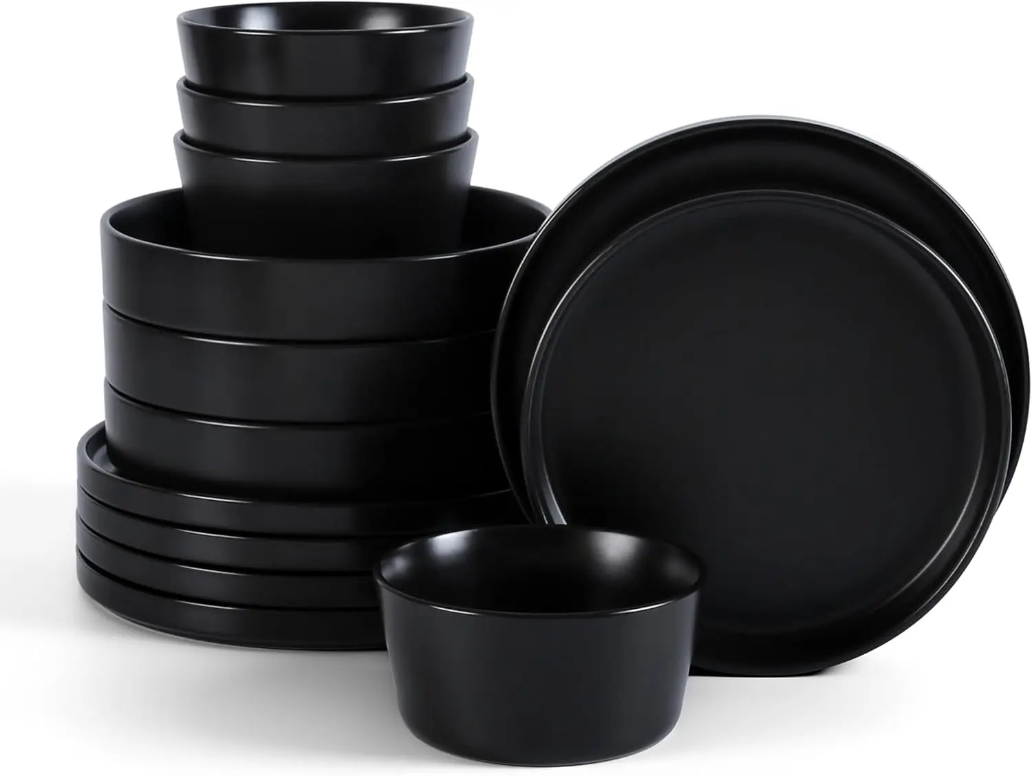 

Celina Stoneware 12-Piece Dinnerware Set, Cereal and Pasta Bowls, Black, Coupe