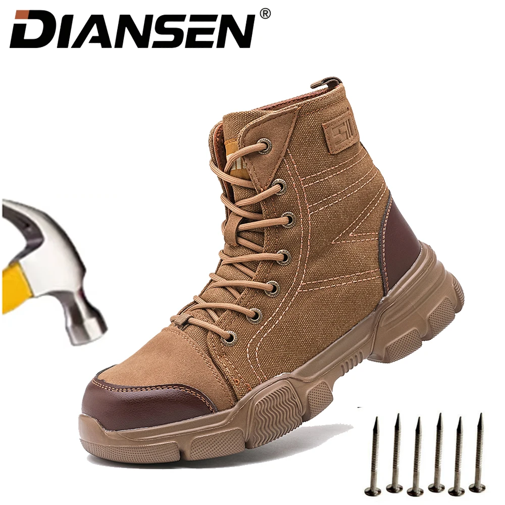 

High Top Steel Toe Boots Comfortable Soft Safety Shoes Slip Resistant Anti-Puncture Anti-Drop Work Shoes Breathable Sneakers