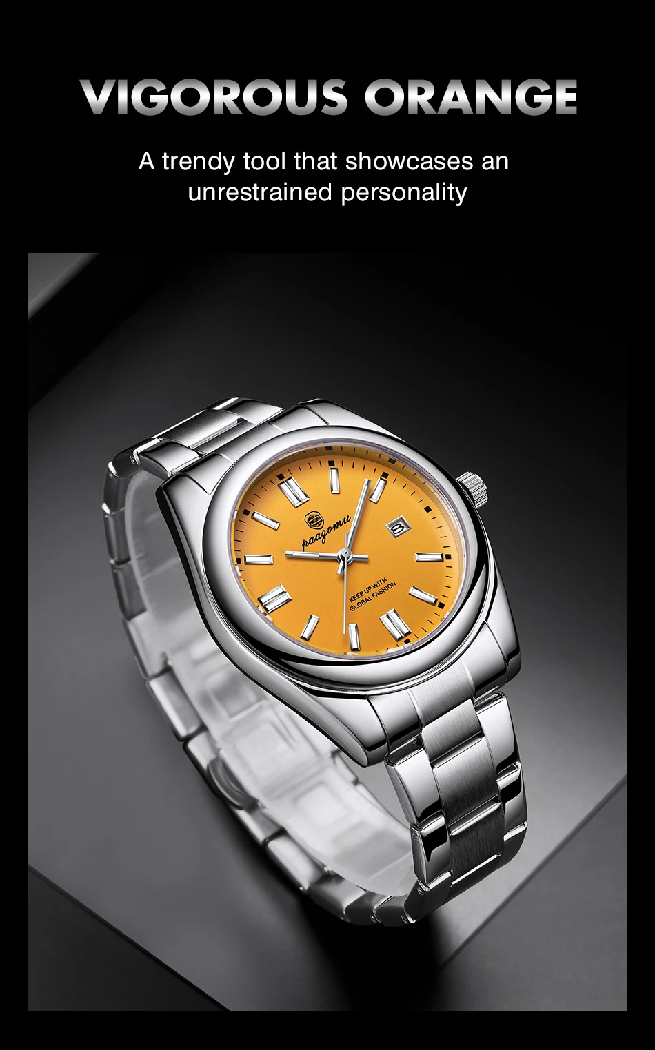 PAAZOMU Herren Luxus-Armbanduhr Wasserdicht Leuchtend mit Datumsanzeige Edelstahl Männeruhr Sport Mode Herren Quarzuhren – Detail 13