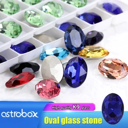 Astrobox Oval Gem K9 Glass Sew On Rhinestones For Clothing Point Back Jewelry Making Loose Strass Crystal Clothes Accessories