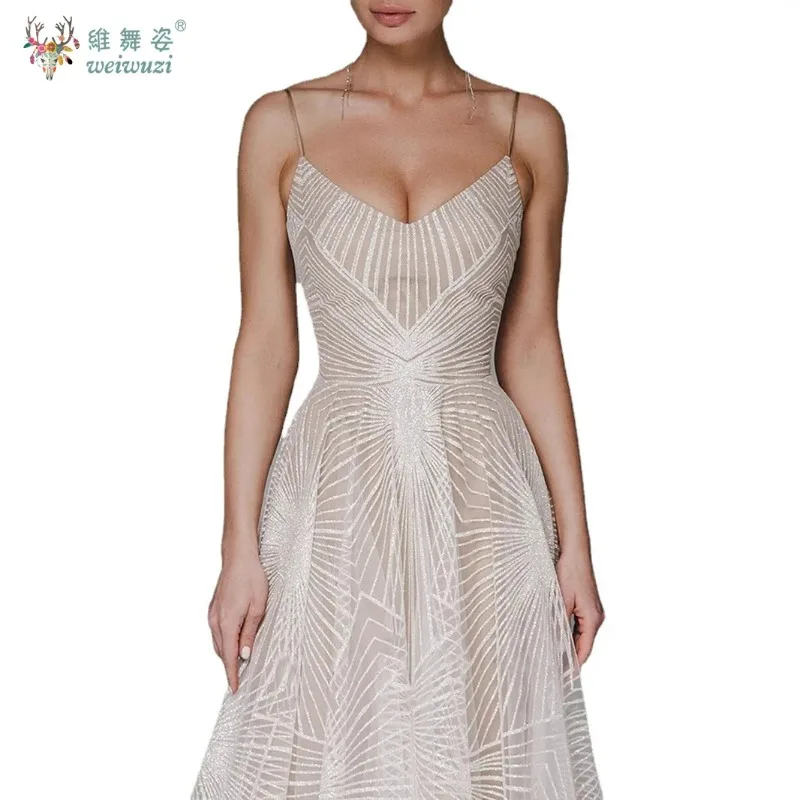 Vestido de noche Sexy con tirantes finos y espalda descubierta, vestido de noche con bordado de cuentas, vestido de noche ajustado para fiesta de cóctel, disfraz de cantante