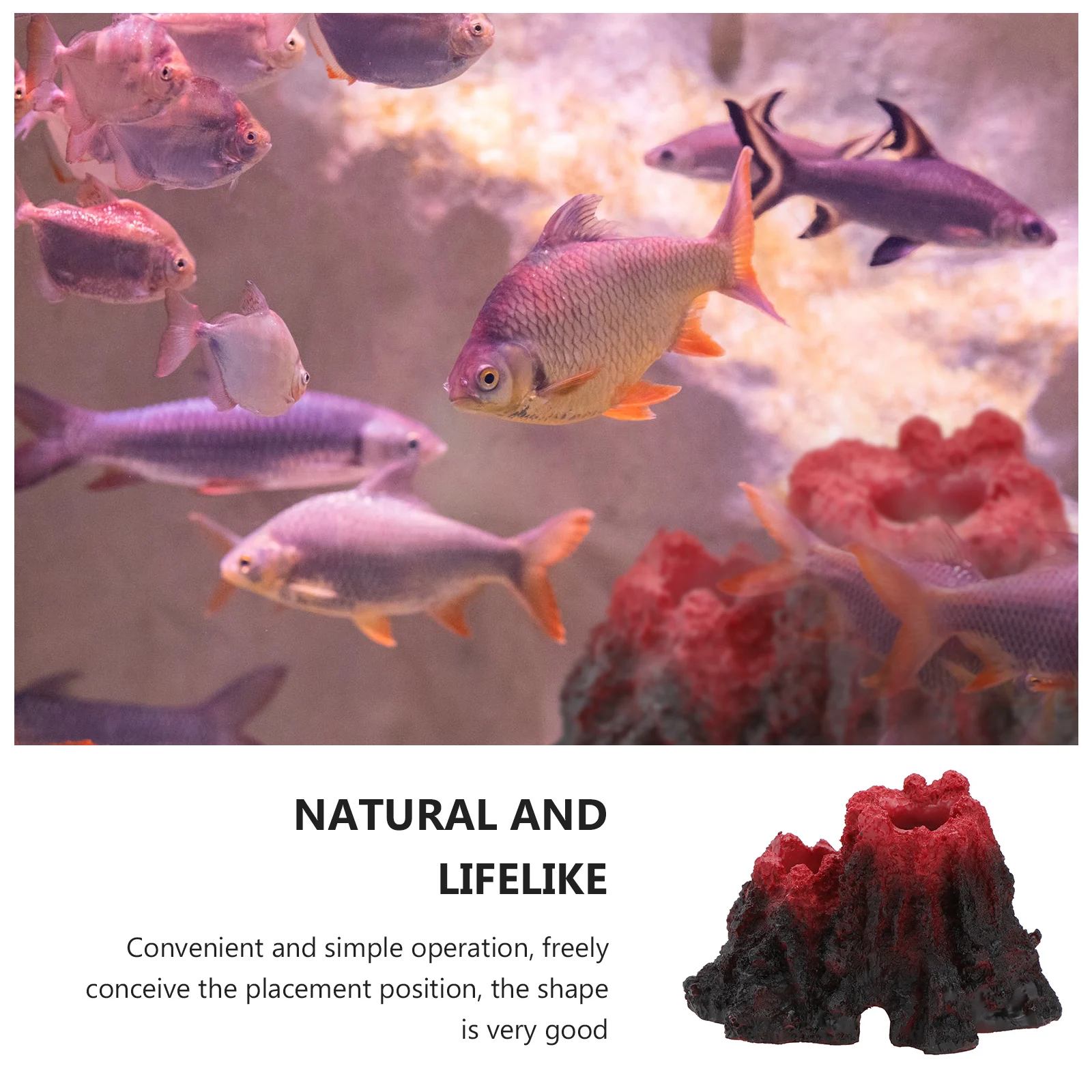 

Aquarium Volcanic Ornament Fish Tank Decoration Durable Resin Red Creative Landscape Adornment For Salt Fresh Water Safe Shrimp