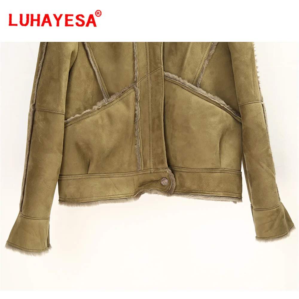 2024 Turkey Merino Sheepskin Shearling Fur Clothes Women Winter Green Warm Real Fur Jacket