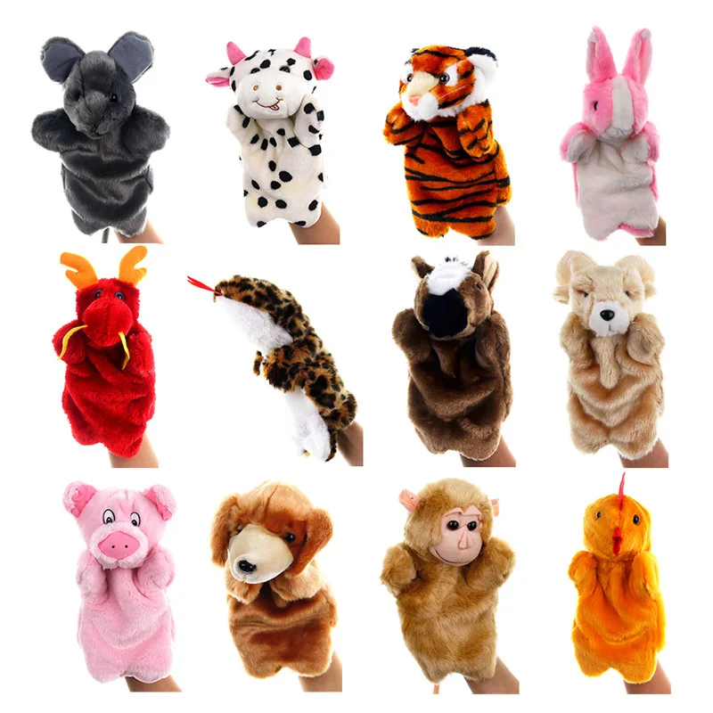 Animal Hand Puppet Rabbit Dinosaur Monkey Parrot Hand Puppets Telling Story Doll Toy Glove Puppets Learning Aid Toys Kids Gifts