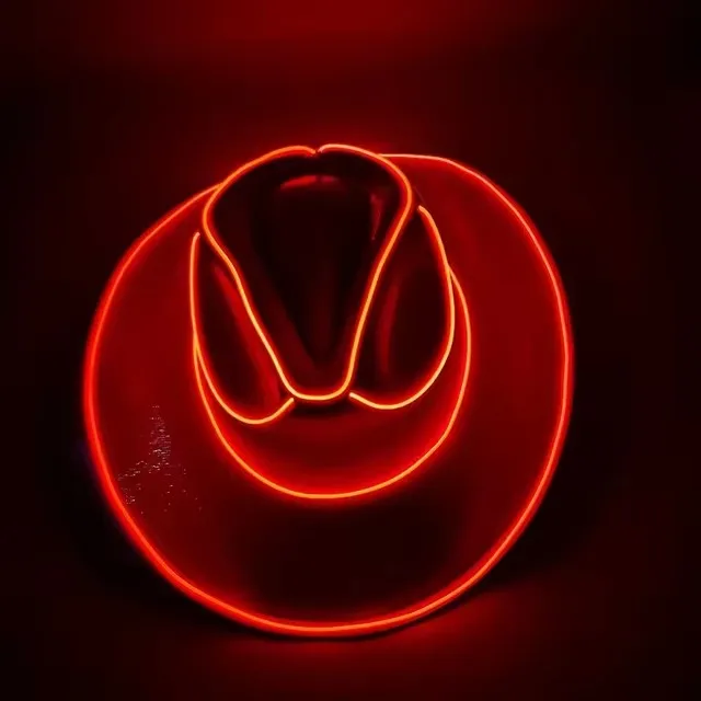 Lichten Cowboy Cowgirl Hoed met LED Light Up Cap Lichtgevende Western Cowboyhoed Parelmoer Cowgirl Hoed voor Dansfeest Aankleden