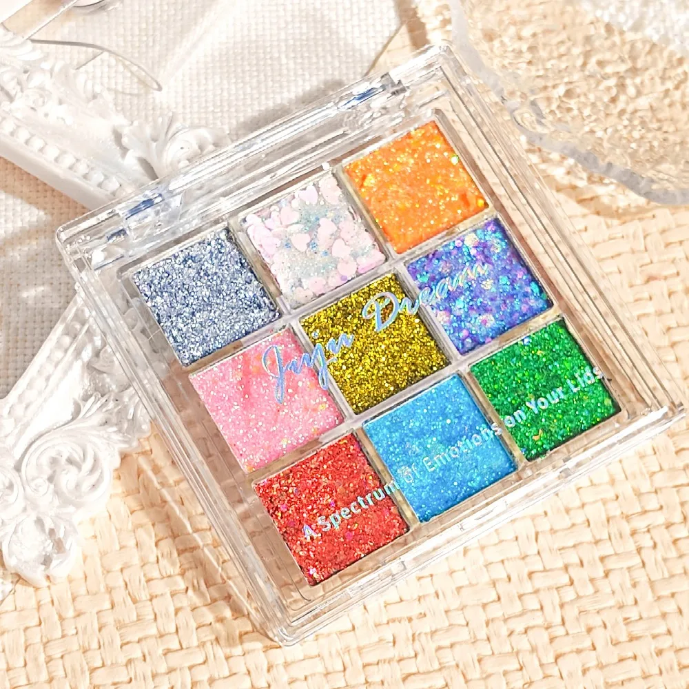 9 Color Glitter Eyeshadow Palette High Pigment Gold Shimmer Matte and Sparkle Finish Multi Tones for Daily Glam and Party Looks