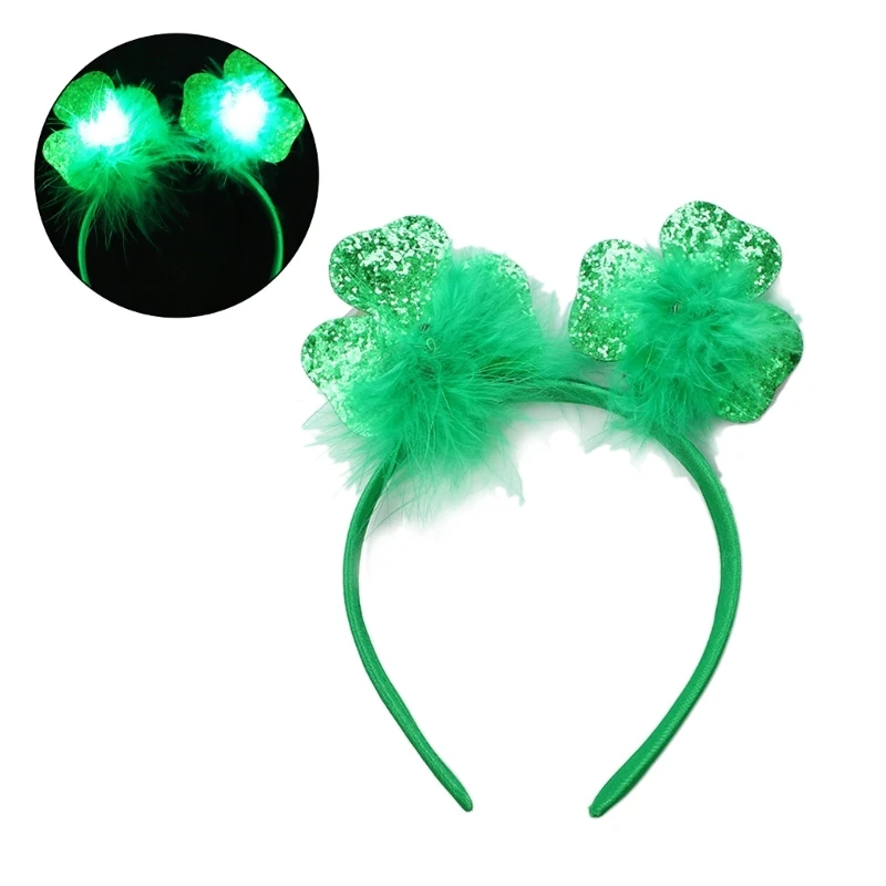 

Patrick LED Headband with Light Luminous Clover Hair Hoop Novelty Party Headdress Headwear Party Dropshipping