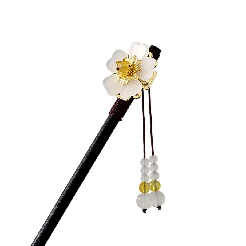 

*Chinese Floral Hairpin Hair Stick For Women Hanfu Party Headwear Sandalwood Pearl Hair Bun Chopstick Vintage Girls Hair Jewelry