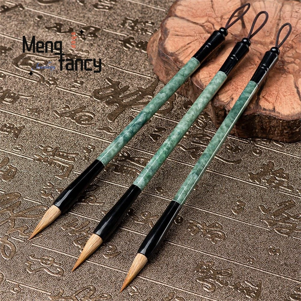 Natural Jadeite A goods Brushes Jade Ornaments Calligraphy Four Treasures High-grade Holiday Gift Simple Luxury Fashion Jewelry