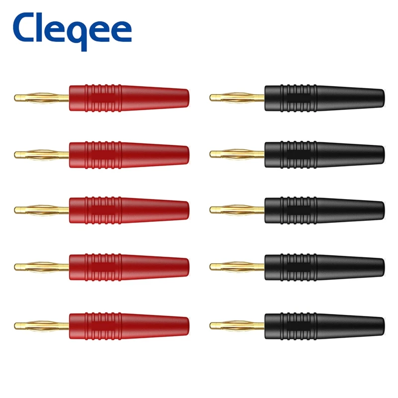 Cleqee P3011 바나나 플러그 커넥터, 멀티미터 오디오 스피커 케이블용 용접 타입 금도금 어댑터, 2mm, 10 개