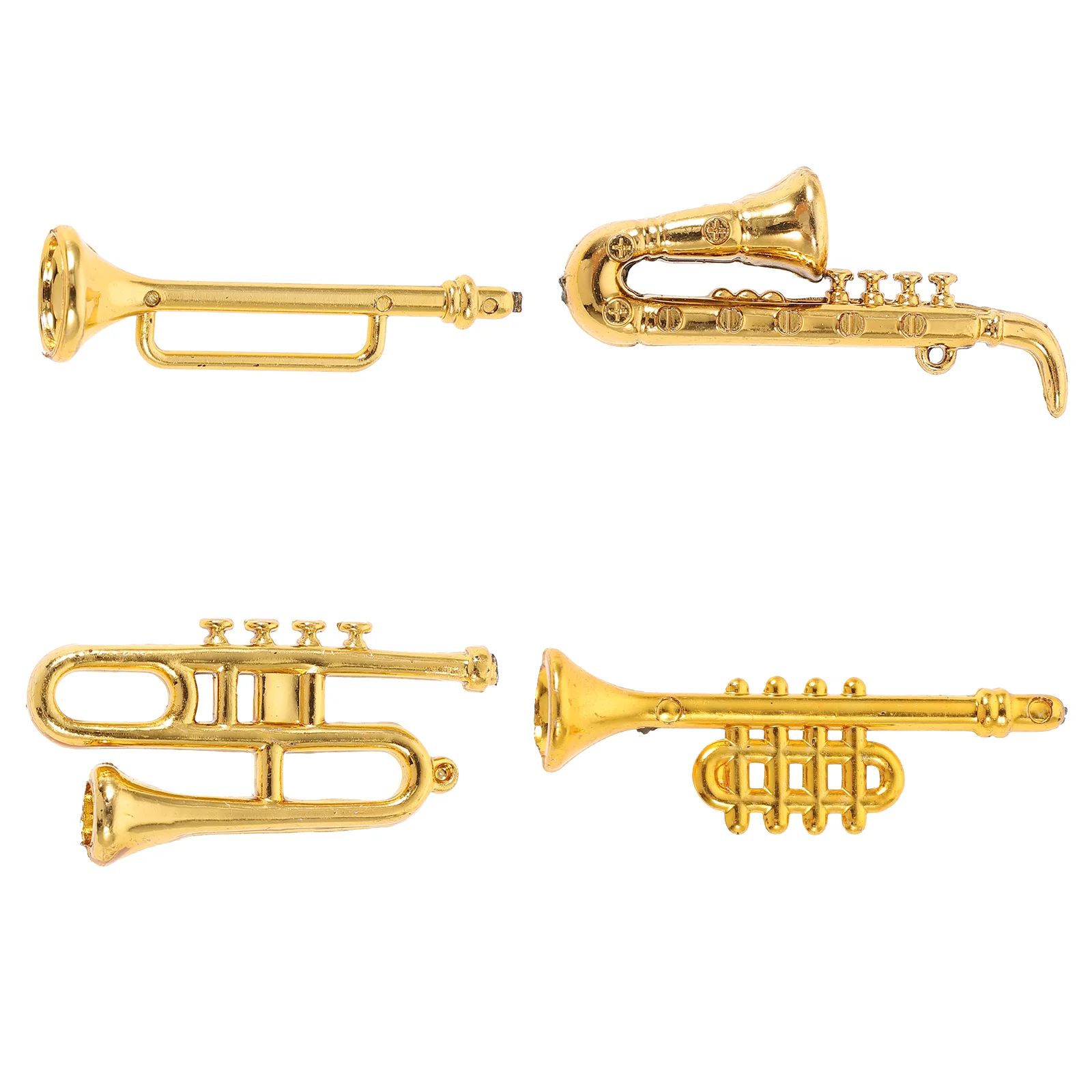 

4 Pcs Dollhouse Mini Saxophone Classical Instrument Miniature World Scene Model Shooting Props 4pcs Dolls Statue Plastic Decor