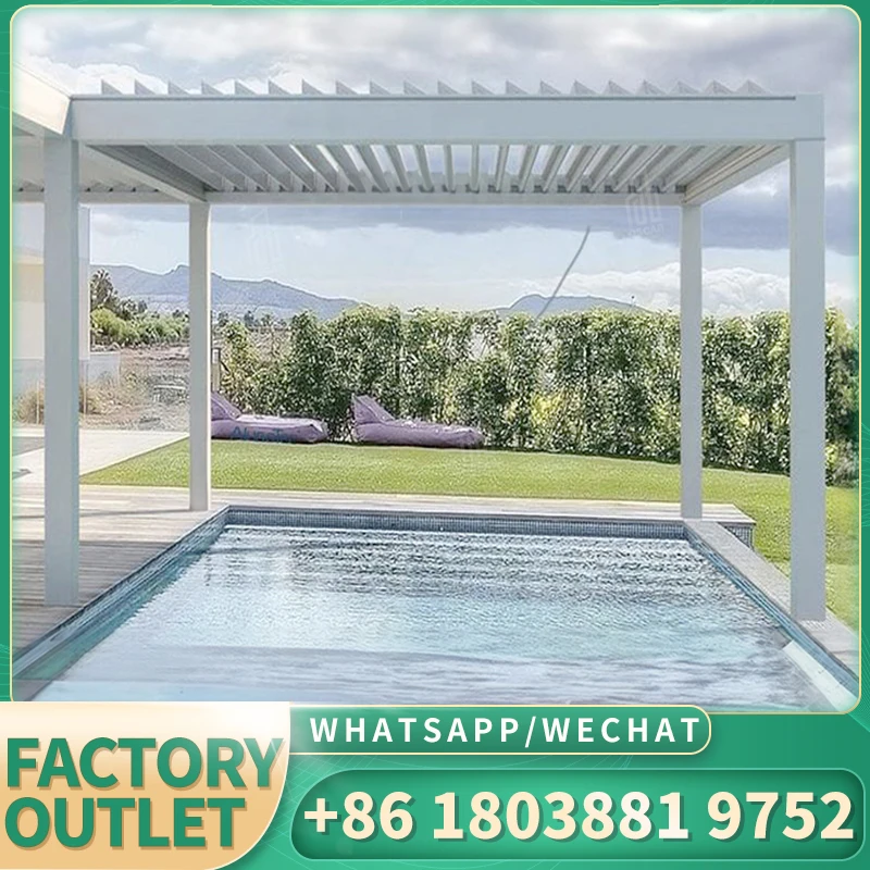 Bioclimatic Aluminum Extrusion Profiles Weatherproof Opening Louvre Pergola Outdoor Gazebo